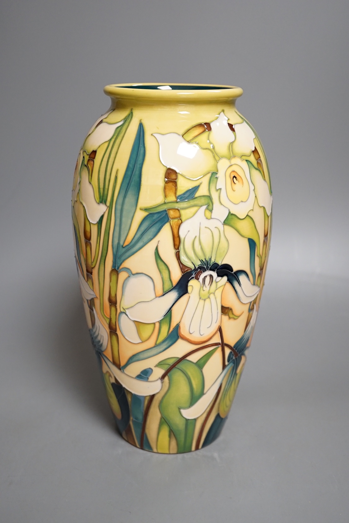 A Moorcroft 'Trentham' vase, limited edition 98/100, 2013 by Emma Bossons, boxed, 25cms high.